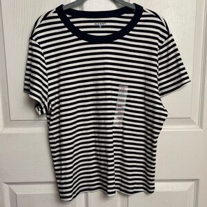 NEW Old Navy Navy and White round neck Striped Snug Tee Size XXL nautical preppy